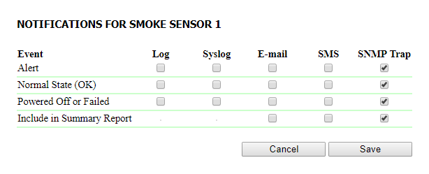 Configuring SNMP TRAP from a smoke sensor in a NetPing 4PWR-220 v4SMS device