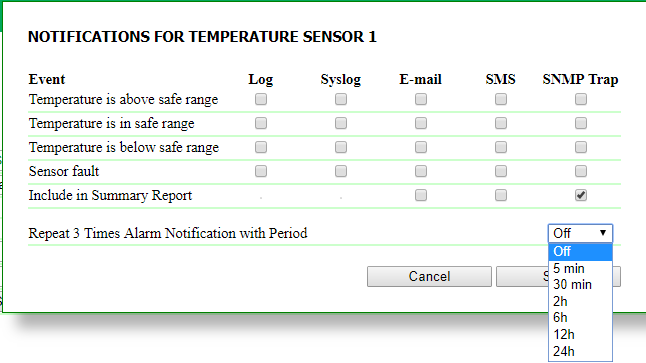 Configuring SNMP TRAP from temperature sensors in a NetPing 4PWR-220 v4SMS device