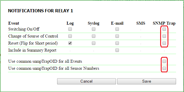 Configuring SNMP TRAP from a relay in a NetPing device
